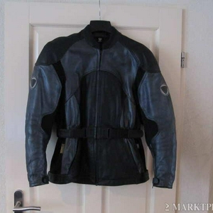 Lederen dames motorjas zwart/grijs